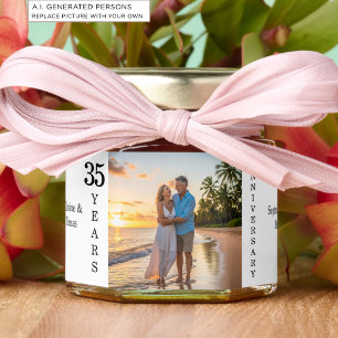 Add Your Own Couple Photo 35th Wedding Anniversary Honey Jar Favors