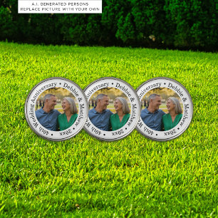Add Your Own Couple Photo 40th Wedding Anniversary Golf Ball Marker