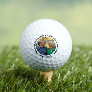 Add Your Own Couple Photo 40th Wedding Anniversary Golf Balls
