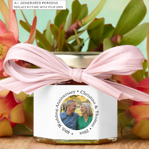 Add Your Own Couple Photo 40th Wedding Anniversary Honey Jar Favors
