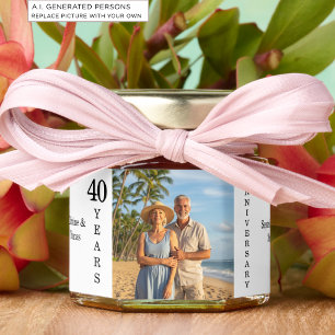 Add Your Own Couple Photo 40th Wedding Anniversary Honey Jar Favors