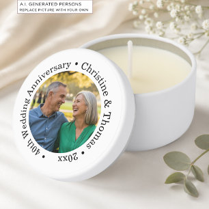 Add Your Own Couple Photo 40th Wedding Anniversary Mini Candle Favors