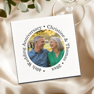 Add Your Own Couple Photo 40th Wedding Anniversary Napkins