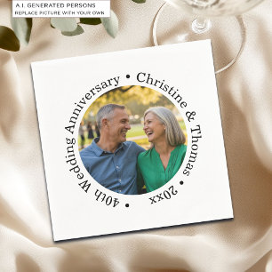Add Your Own Couple Photo 40th Wedding Anniversary Napkins