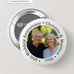 Add Your Own Couple Photo 45th Wedding Anniversary Button