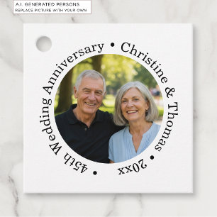Add Your Own Couple Photo 45th Wedding Anniversary Favor Tags