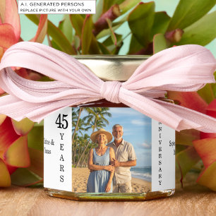 Add Your Own Couple Photo 45th Wedding Anniversary Honey Jar Favors