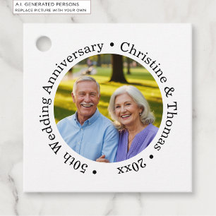 Add Your Own Couple Photo 50th Wedding Anniversary Favor Tags