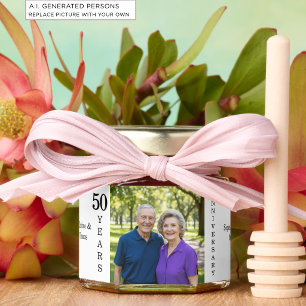 Add Your Own Couple Photo 50th Wedding Anniversary Honey Jar Favors