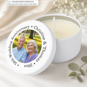 Add Your Own Couple Photo 50th Wedding Anniversary Mini Candle Favors