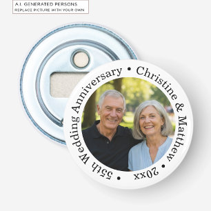 Add Your Own Couple Photo 55th Wedding Anniversary Bottle Opener
