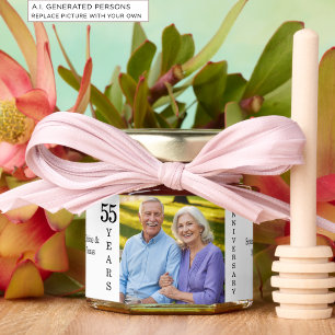 Add Your Own Couple Photo 55th Wedding Anniversary Honey Jar Favors