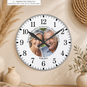 Add Your Own Couple Photo 55th Wedding Anniversary Round Clock