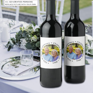 Add Your Own Couple Photo 55th Wedding Anniversary Wine Label