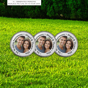 Add Your Own Couple Photo 5th Wedding Anniversary Golf Ball Marker