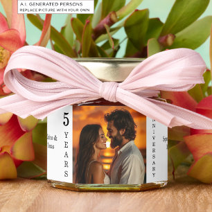 Add Your Own Couple Photo 5th Wedding Anniversary Honey Jar Favors