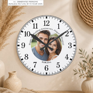 Add Your Own Couple Photo 5th Wedding Anniversary Round Clock