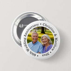 Add Your Own Couple Photo 60th Wedding Anniversary Button
