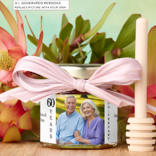 Add Your Own Couple Photo 60th Wedding Anniversary Honey Jar Favors