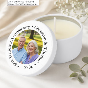 Add Your Own Couple Photo 60th Wedding Anniversary Mini Candle Favors