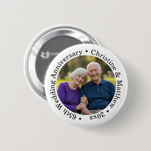 Add Your Own Couple Photo 65th Wedding Anniversary Button