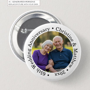 Add Your Own Couple Photo 65th Wedding Anniversary Button
