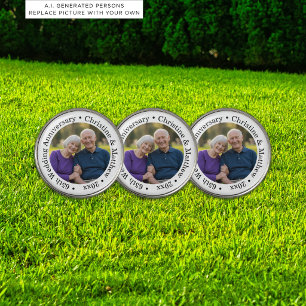 Add Your Own Couple Photo 65th Wedding Anniversary Golf Ball Marker