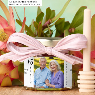 Add Your Own Couple Photo 65th Wedding Anniversary Honey Jar Favors