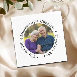 Add Your Own Couple Photo 65th Wedding Anniversary Napkins