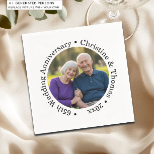 Add Your Own Couple Photo 65th Wedding Anniversary Napkins