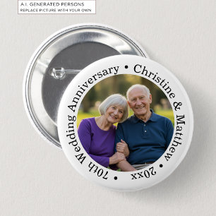 Add Your Own Couple Photo 70th Wedding Anniversary Button
