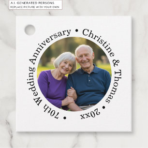 Add Your Own Couple Photo 70th Wedding Anniversary Favor Tags