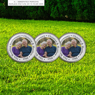 Add Your Own Couple Photo 70th Wedding Anniversary Golf Ball Marker