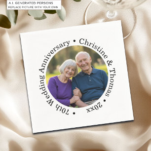 Add Your Own Couple Photo 70th Wedding Anniversary Napkins