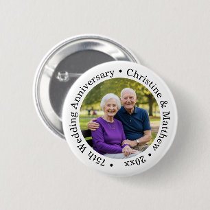 Add Your Own Couple Photo 75th Wedding Anniversary Button
