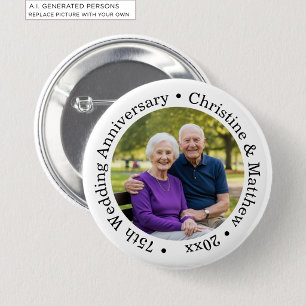 Add Your Own Couple Photo 75th Wedding Anniversary Button