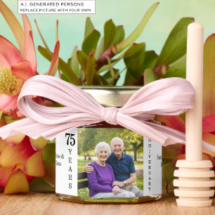 Add Your Own Couple Photo 75th Wedding Anniversary Honey Jar Favors