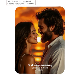 Add Your Own Couple Photo Wedding Anniversary Magnet