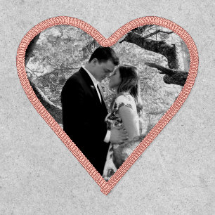 Add Your Own Couples Photo Pink Heart Shaped Patch
