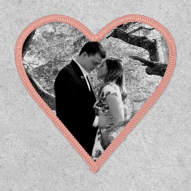 Add Your Own Couples Photo Pink Heart Shaped Patch (Front)