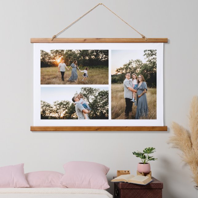 Add Your Own Custom 3 Photo Collage Hanging Tapestry (Bedroom)
