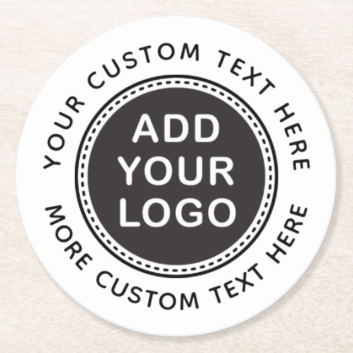Add your own custom business logo and text round paper coaster