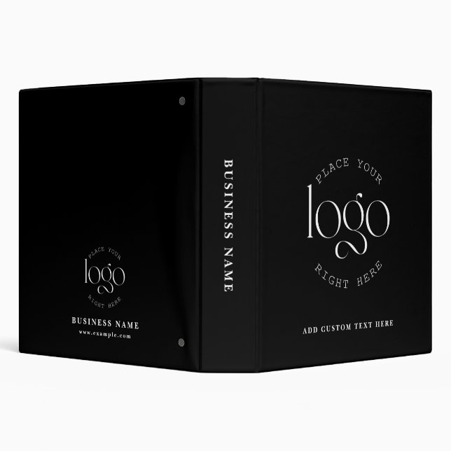 Add Your Own Custom Business Logo Modern Black 3 Ring Binder (Background)