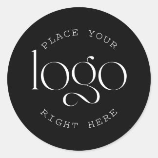 Add Your Own Custom Business Logo Modern Black Classic Round Sticker
