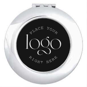 Add Your Own Custom Business Logo Modern Black Compact Mirror