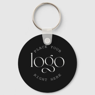 Add Your Own Custom Business Logo Modern Black Keychain