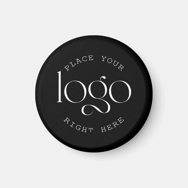 Add Your Own Custom Business Logo Modern Black Magnet (Front)