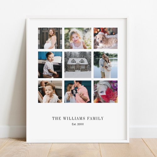 Add Your Own Custom Family 9 Photo Collage Poster