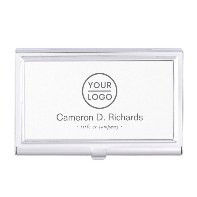 Add your own custom logo personalized business card case (Front)