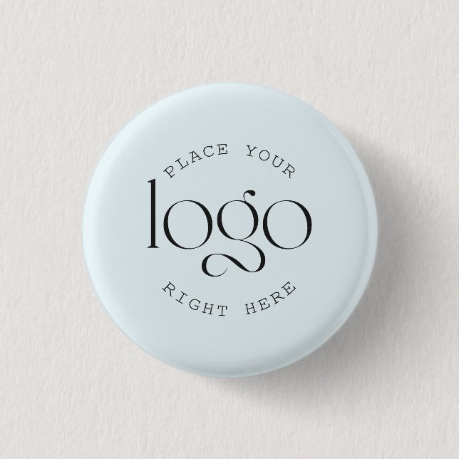 Add Your Own Custom Logo Retro Light Blue Button (Front)